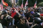 Alt-Right, Proud Boy and Patriot Prayer members staged a "Freedom and Courage" rally and march in Portland, Ore., on June 30, 2018.