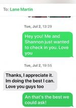 A text message Lane Martin sent his family before checking himself out of a Portland psychiatric emergency room.