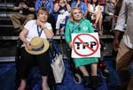 An anti-TPP delegate at the Democratic National Convention in Philadelphia.