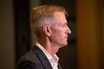A file image of Mayor Ted Wheeler speaking at a press conference Aug. 30, 2020, in Portland, Ore. OPB found Wheeler was repeatedly warned by city attorneys and technology staff to turn off iMessage on his phone since those texts could not be archived.