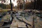 A burned cabin that was destroyed in Washington's 2014 Carlton Complex wildfire.
