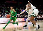 Satou Sabally of the Oregon Ducks drives to the basket against the Baylor Lady Bears during the first quarter in the semifinals of the 2019 NCAA Women's Final Four on April 5, 2019.