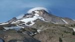 Crater Rock, a protrusion visible on the south side of Mt. Hood, is the remnant of an old lava dome. 