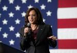Vice President Kamala Harris speaks during a campaign rally in support of the statewide Massachusetts Democratic ticket, Wednesday, Nov. 2, 2022, in Boston.