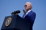 President Joe Biden speaks about climate change and clean energy at Brayton Power Station, Wednesday, July 20, 2022, in Somerset, Mass.