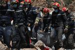 Rescue teams and civil protection members search the rubble for bodies of victims that perished in the devastating earthquake in Imi N'Tala, Morocco, on Sept. 13.