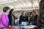 Oregon Congresswoman Suzanne Bonamici, left, and National Endowment for the Arts Chair Maria Rosario speak to students at the Jackson Arts and Communication Magnet Academy.