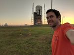 In this Aug. 8, 2018 selfie, Tony Case poses with the United Launch Alliance Delta IV Heavy rocket which would take the Parker Solar Probe into space four days later.