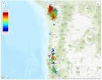 Dots represent slow-slip tremors detected between Aug. 13 and Aug. 27.