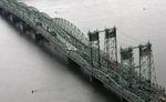 A file photo shows the Interstate 5 bridge spanning the Columbia River between Oregon and Washington states, between Portland, Ore., and Vancouver, Wash. 
