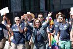 Oregon Gov. Kate Brown, the state's first bi-sexual governor, participated in the Portland Pride Festival Sunday, June 19, 2016. She stopped to thank members of the crowd for their support of the LGBT community.
