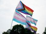 LGBTQ flags fly in London's Hyde Park on July 24, 2021.