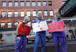 Nurses join a protest outside Legacy Good Samaritan Medical Center in Portland as they get off shift from work. July 29, 2023.