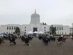 People gathered at the Oregon Capitol last November for a Veterans Day ceremony.
