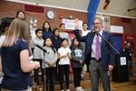 Portland Mayor Ted Wheeler takes the ceremonial oath of office at Jason Lee Elementary on Wednesday, Jan. 4, 2017.