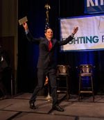 U.S. Senator Ron Wyden comes on stage during the Democratic election party.