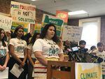 President of the Siletz Tribal Youth Council Jeidah DeZurney, 21, speaking at a youth climate action rally Feb. 6, 2020 in Portland. She called on leaders to act now and create climate policy that will mitigate greenhouse gas emissions