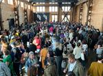 The Wild Bunch, a wine fair held in Portland, highlights natural wine. In this 2020 photo, attendees explore the event.