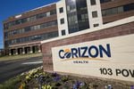 A logo sign outside of the headquarters of Corizon Health, Inc., in Brentwood, Tenn. on Feb. 4, 2017. 