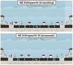 The difference between the existing and proposed changes to NE Killingsworth St.
