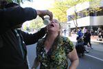 Protester Linda Senn was pepper-sprayed by police while they were clearing City Hall, October 2016.