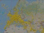 A screenshot of flight paths by Flightradar24 show the lack of planes over Ukraine after airspace was closed.