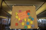 Students posted sticky notes about what they'd like to take away from the workshop. 