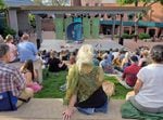 A free "Green Show" performance outside of the Oregon Shakespeare Festival's Allen Elizabethan Theater.