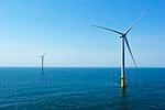 Two offshore wind turbines off the coast of Virginia Beach, Va., Monday, June 29, 2020.