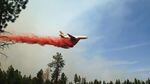 A heavy air tanker flies over the Milli Fire in the Three Sisters Wilderness in Central Oregon.