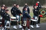 Portland Fire Fighters Pipes and Drums marches at Vancouver officer Donald Sahota's memorial service Feb. 8, 2022. Sahota died Jan. 29 after being mistakenly shot by a Clark County Sheriff's Deputy.