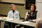Dawn Cooper, right, speaks at a steering committee meeting for the Sisters Cold Weather Shelter. 