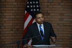 Dr. Rahul Gupta, director of the White House Office of National Drug Control Policy (ONDCP), in Bogota, Colombia, on Aug. 23.