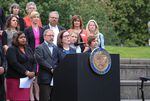 Oregon Gov. Kate Brown announced a plan to address gun violence in the state, Friday, July 15, 2016.