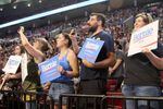 Thousands of supporters for Vermont Sen. Bernie Sanders gathered at the Moda Center in Portland on Sunday night to back the candidate's presidential campaign.