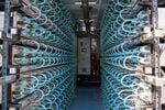 Interior of the liquid-cooled Ant Boxes at the Merkle Standard cryptocurrency mining facility in Usk, Wash. on Friday, Sept. 9, 2022 (Erick Doxey for InvestigateWest)