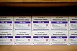 Boxes of the drug mifepristone line a shelf at the West Alabama Women's Center in Tuscaloosa, Ala., on Wednesday, March 16, 2022. The drug is one of two used together in "medication abortions." According to Planned Parenthood, mifepristone blocks progesterone, stopping a pregnancy from progressing. 