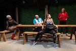 Actors (l-r) Robin McAlpine, Darius Peirce, Nikki Weaver, and Dana Green in the Portland Playhouse production of "Barbecue."