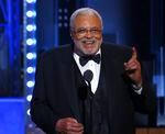 Actor James Earl Jones, wearing a black suit and bowtie, stands at a podium to accept the special Tony award for Lifetime Achievement in the Theatre at the 71st annual Tony Awards in New York.