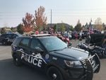 A Bend Police cruiser responds to clashing political demonstrations at Pilot Butte Neighborhood Park on Oct. 3, 2020. 