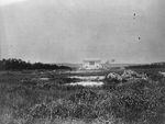 The newly constructed Lincoln Memorial in 1917, still surrounded by wetlands. The wetlands have since been replaced by manicured parks.