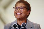 U.S. Rep. Karen Bass focused on addressing homelessness and her ability to bring people together during her mayoral campaign.