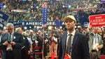 Jacob Daniels, Oregon campaign director for Donald Trump, stands among the state delegation on the floor of the Republican National Convention.
