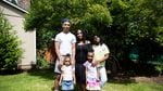 LaTasha Taylor, center, with her children, from left, Roshellio, 18; Saniyah, 3; Sarai, 6; and Ki'Mya, 10 (Kielondre, 16, not pictured) at their home in Portland, Ore., Friday, June 19, 2020.