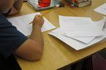 Students at Abernethy Elementary who opted out of standardized tests were given other work to do. In this 5th grade classroom, they're doing math worksheets.