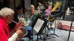 Pictured are two tubas and two euphoniums. They are just four tubas who joined us in studio to play a few pieces from Tuba Christmas. The quartet is composed of Chris Bolton, Heidi Aispuro, Dave Matthys and Charlie Violet.