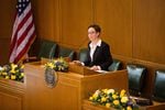 House Speaker Tina Kotek, D-N/NE Portland, addresses the Oregon House of Representatives in Salem, Ore., Monday, Jan. 14, 2019.