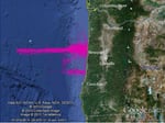 Pink lines show the path of a recent trip by the Slocum Glider.