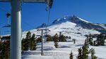 Mount Hood from a ski lift at Timberline Ski Resort.