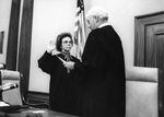 Justice Roberts being sworn in as the first woman on the Oregon Supreme Court, Feb. 9, 1982.